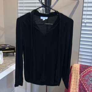 Topshop black tie neck blouse